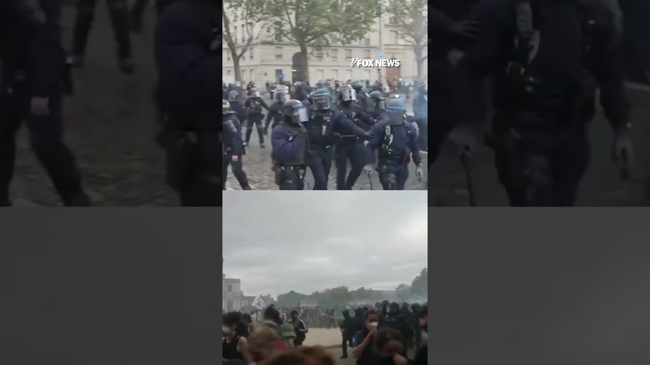 France protests ERUPT as a car burns and arrests mount #shorts