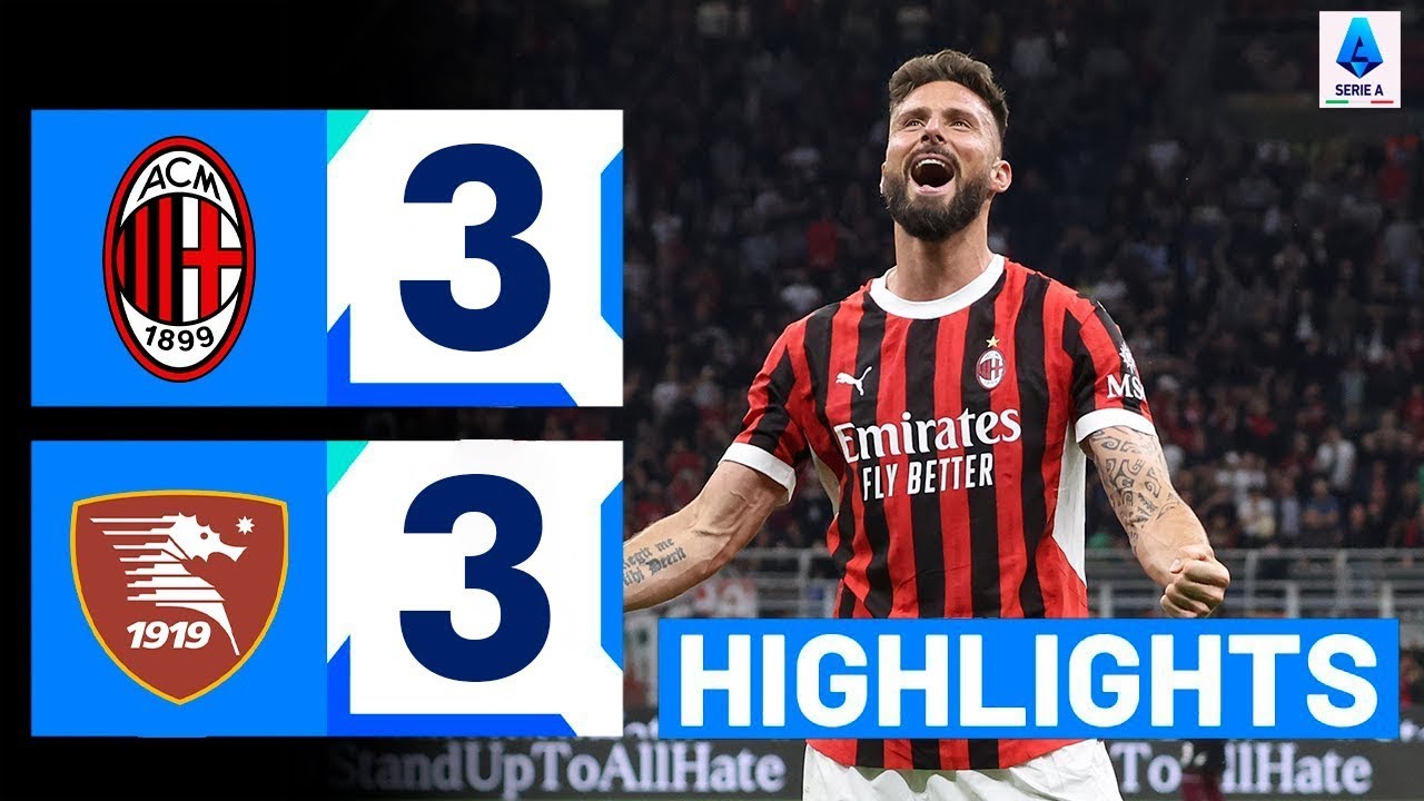 Highlights AC MILAN vs SALERNITANA | Rượt đuổi 6 bàn, Giroud tỏa sáng tri ân CĐV và HLV Pioli
