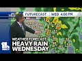 Heavy rain coming Wednesday to Maryland