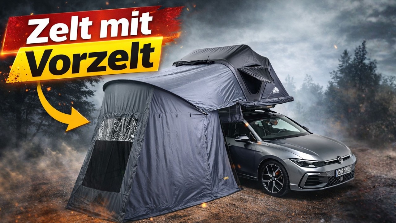 Neuheit 2026 für Camping & Wohnmobil Light Base Dachzelt mit Vorzelt – Roof Space