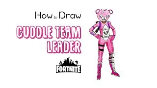 how to draw the cuddle team leader from fortnite - pink panda fortnite drawing
