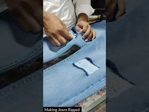 Distress Jeans 😍👖 How Make A Ripped Denim 😍🔥#shortsfeed #shortsvideo