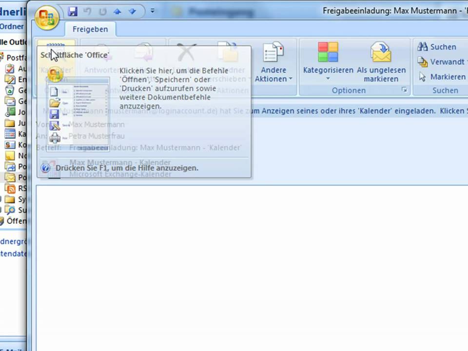 Outlook 2007 - Freigeben Ihres Kalenders für andere Benutzer - YouTube