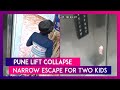 CCTV footage captures woman and minor's lucky escape from falling elevator
