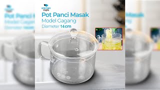 Pratinjau video produk One Two Cups Panci Kaca Glass Cooking Pot Tahan Panas Api Model Gagang 14cm - YWJ-1265