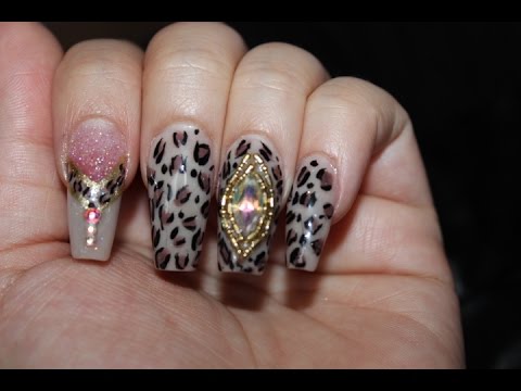 como decorar uñas animal print / tutorial como hacer uñas acrilicas nail art paso a paso 2015 