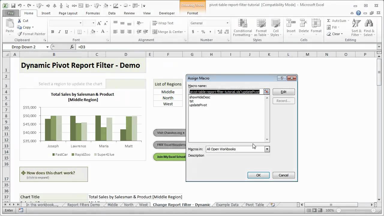 dynamic-pivot-table-report-filters-excel-tutorial-youtube