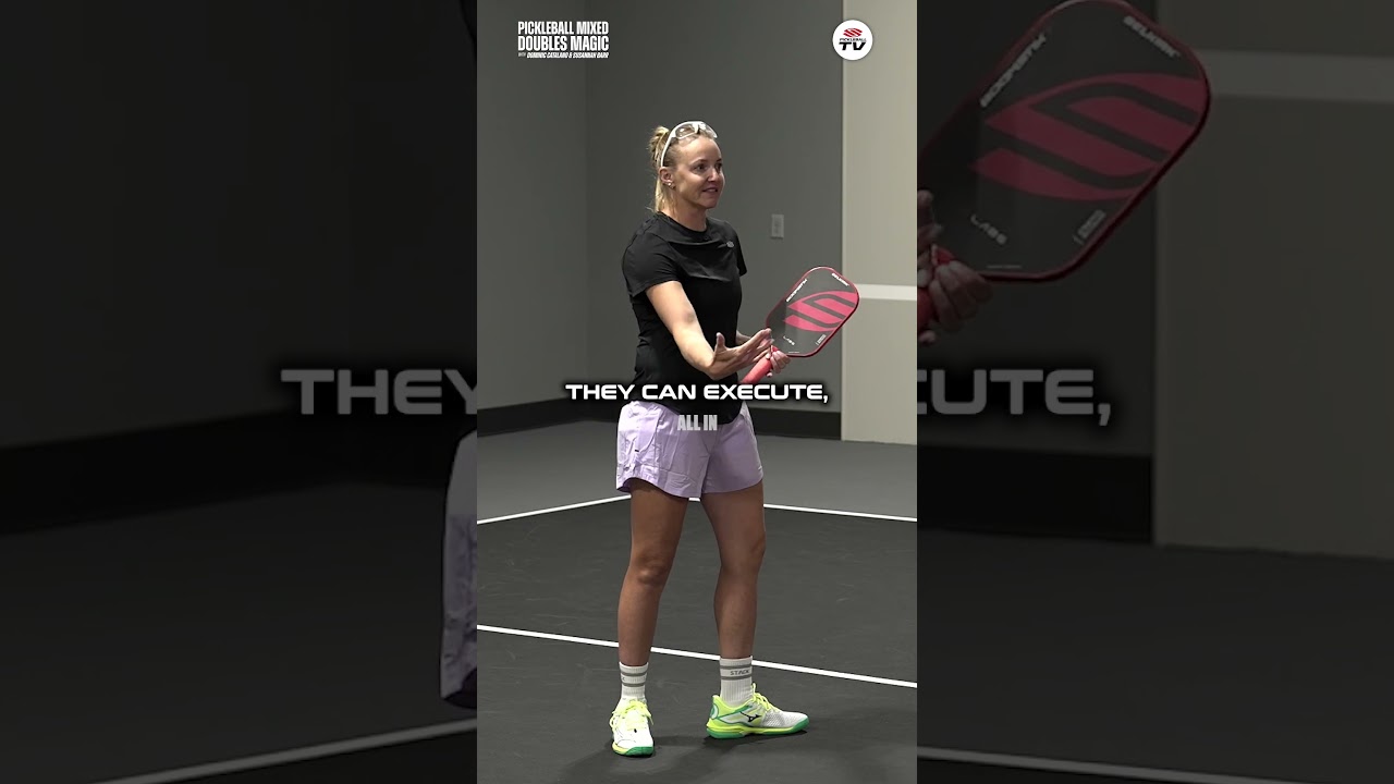 Pickleball coaches Susannah Barr/Dominic Catalano teach you the 3rd shot drop in mixed doubles 👐