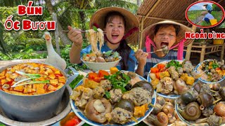 BÚN ỐC BƯƠU GIÒ HEO Đặc Biệt Full Topping Hai Chị Em Ra Đồng Bắt Ốc Về Làm Được Bữa Ăn Ngon