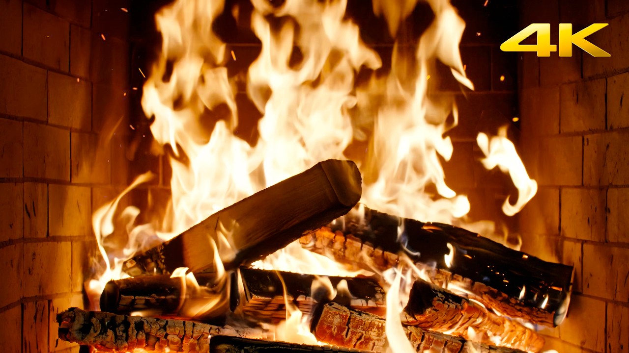 🔥 Fireplace Ambience with Slow-Burning Logs and Peaceful Crackles for Gentle Holiday Atmosphere