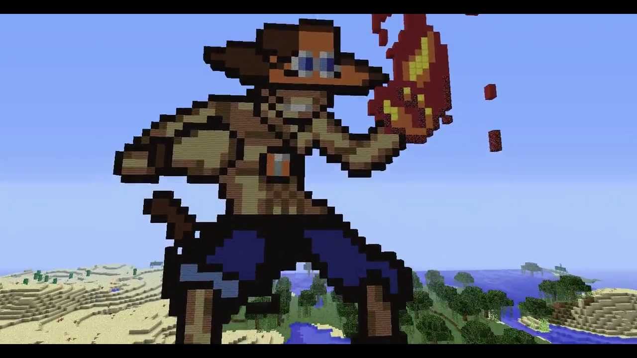 Minecraft One Piece Ace Pixel Art [hd] Youtube