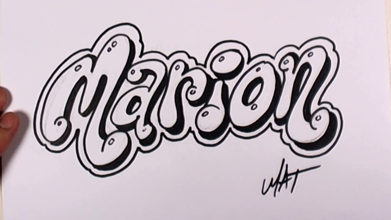 Graffiti Writing Marion Name Design #44 in 50 Names Promotion - YouTube
