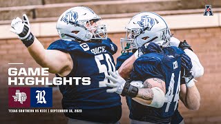Game Highlights: Rice 59, Texas Southern 7 Football (September 16, 2023)