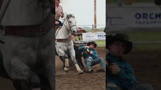 Epic Steer Wrestling action  #cowboys #rodeo #slowmo