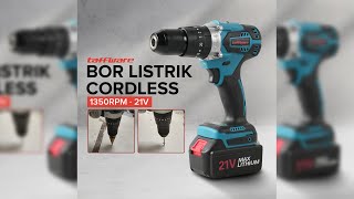 Pratinjau video produk Taffware Bor Listrik Cordless Brushless 1350RPM 21V - LB176