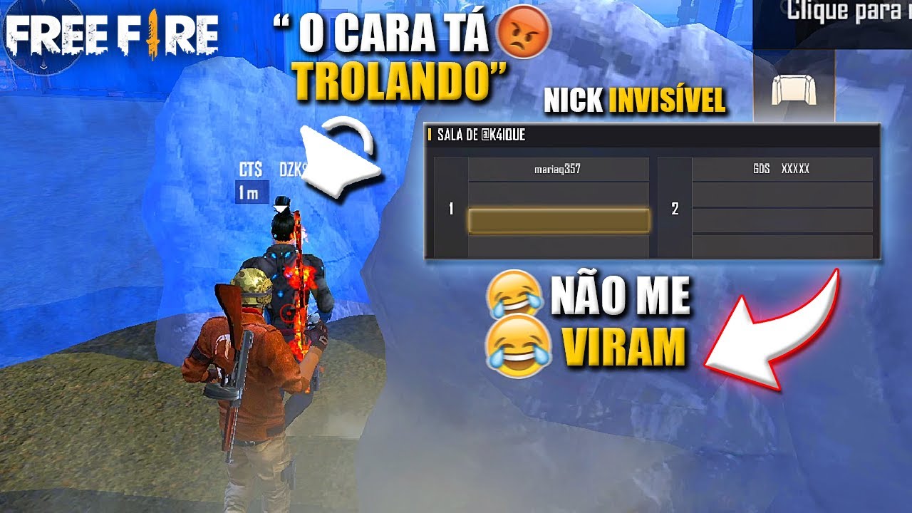 INVADINDO X1 COM NICK INVISÍVEL E TROLANDO OS ALEATÓRIOS NO FREE FIRE