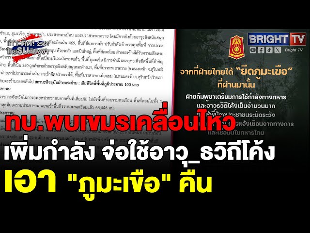 กองทัพบก พบ เขมรเคลื่อนไหว จ่อใช้กำลังทางทหาร อาวุ_ธวิถีโค้ง เอา "ภูมะเขือ" คืน