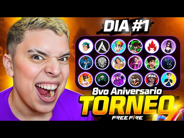 DIA 1: TORNEO DE YOUTUBERS DE FREE FIRE 🔥8VO ANIVERSARIO🔥 CUÑADO - JACO - LUAY - GRECO - ALAK Y MÁS