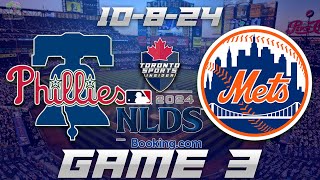 10-8-24 Philadelphia Phillies vs New York Mets NLDS Game 3 Game Audio | MLB Playoffs Cast & Chat