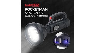 TaffLED Pocketman Senter LED Flashlight Waterproof USB Rechargeable Cree XPE - LH-A08 - Black - 1