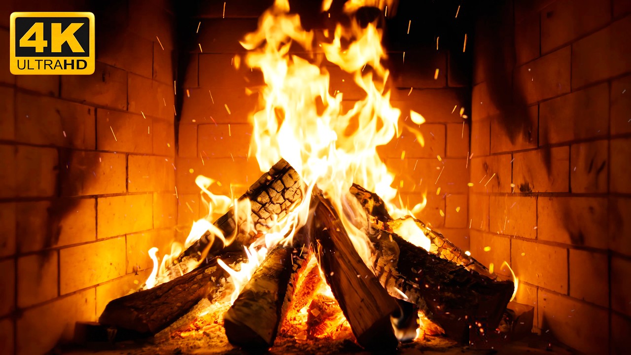 🔥 Relaxing Fireplace (No Music) for a Restful Night with Soft Burning Logs and Natural Fire Sounds