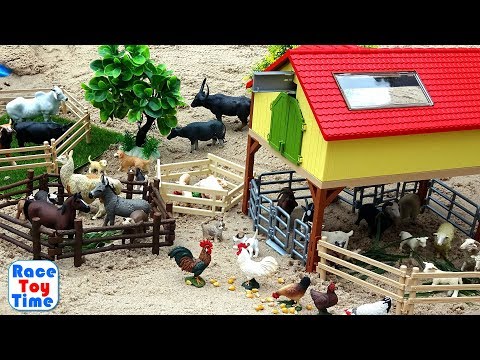 Fun Farm Animals Toys For Kids - Let's Make a Farm in the Sandbox