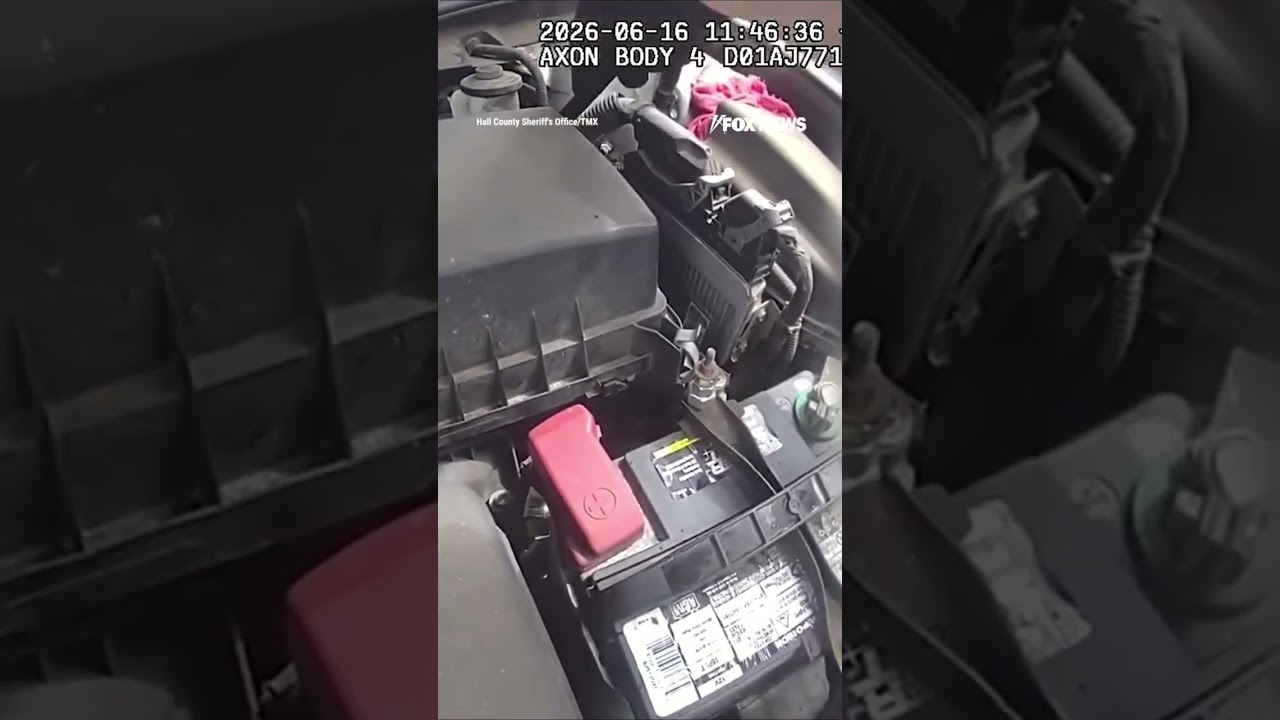 Kitten STUCK in car engine RESCUED by police officer #shorts #us #news #foxnews #cat #viral