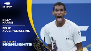 Billy Harris vs. Felix Auger-Aliassime Highlights | 2025 US Open Round 1