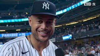 Giancarlo Stanton discusses four-hit day, towering homer in 9-1 win over Twins