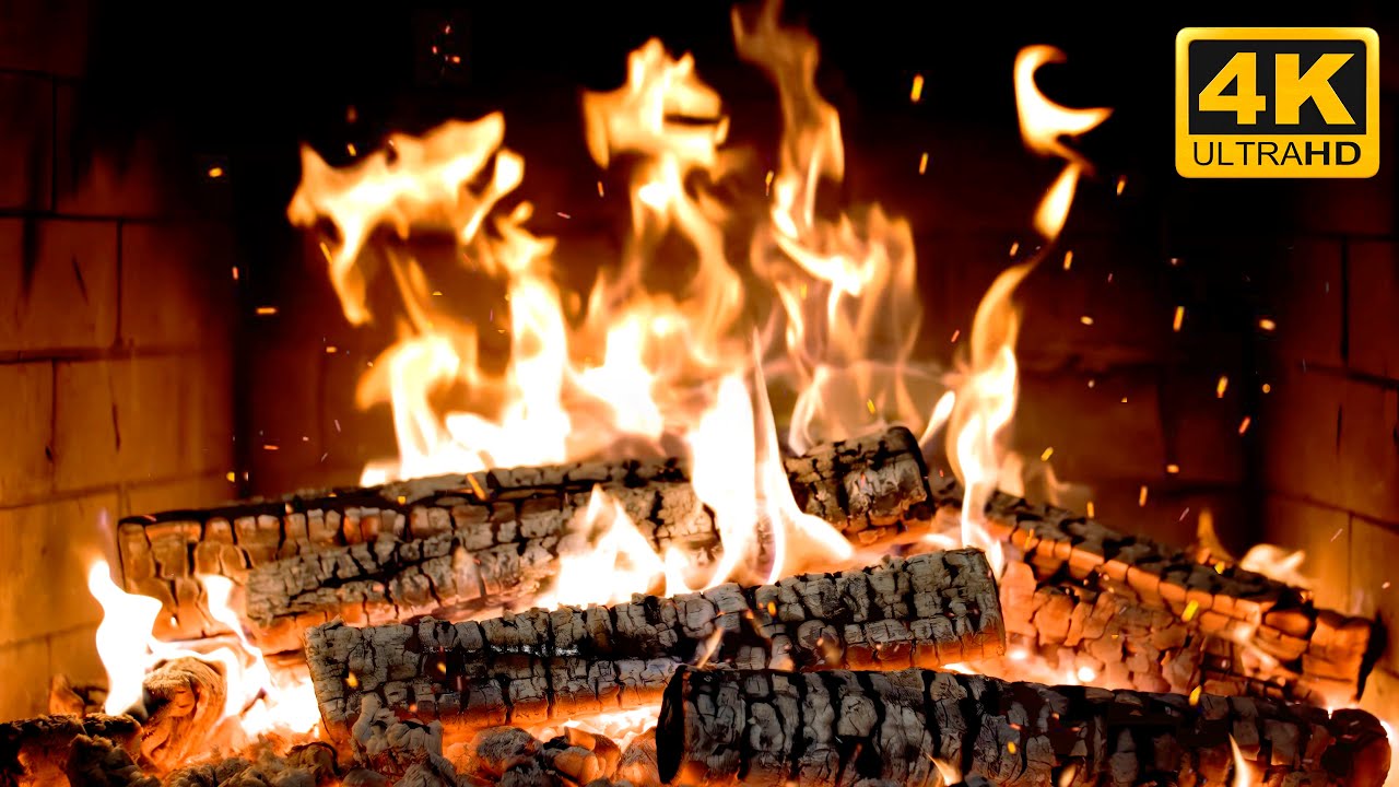 🔥 Christmas Fireplace (No Music) with Tranquil Fire Glow & Rustling Flames for Cozy Winter Mornings