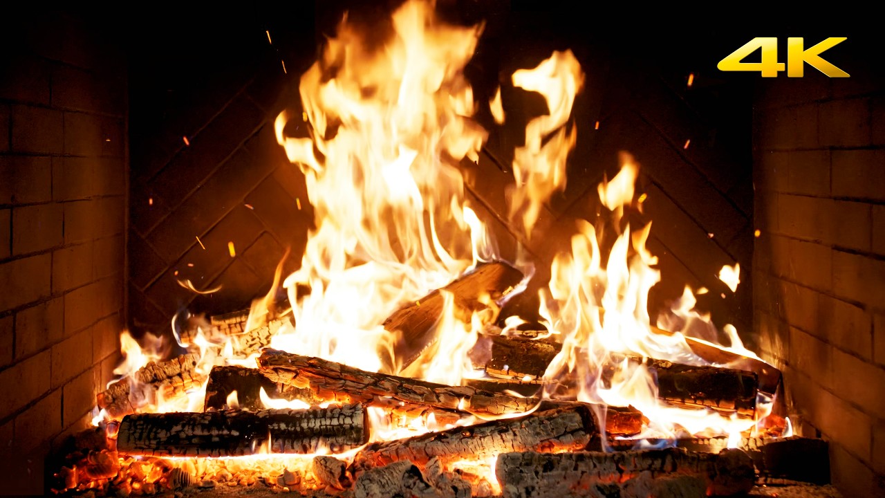 🔥 Old Cabin Fireplace with Smoldering Logs and Faint Wood Crackling for Relaxing Christmas Ambience