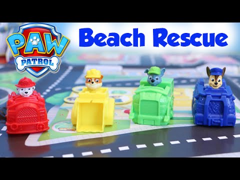 video Alfombra Circuito Beach Rescue + 4 Vehículos Patrulla Canina