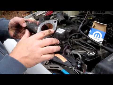 How To Change Thermostat on Jeep Cherokee 4.0 inline six ... 2005 jeep grand cherokee fan belt diagram 