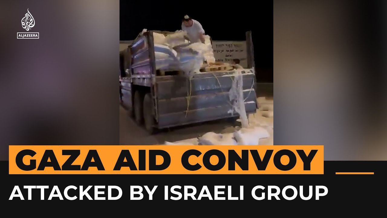Israeli demonstrators attack flour shipment bound for Gaza | AJ #Shorts