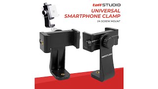 Pratinjau video produk TaffSTUDIO Universal Smartphone Clamp 1/4 Screw Mount - C4