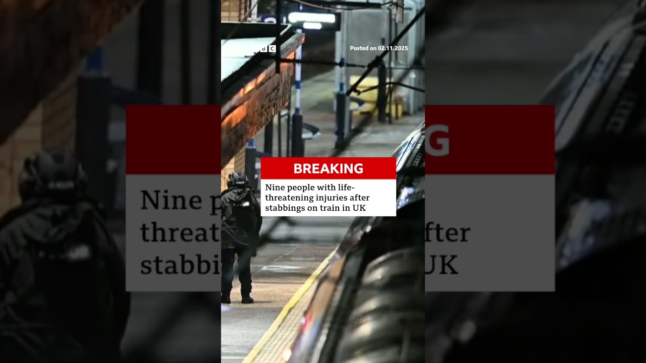Nine people seriously injured after stabbings on Doncaster-London train in UK. BBCNews