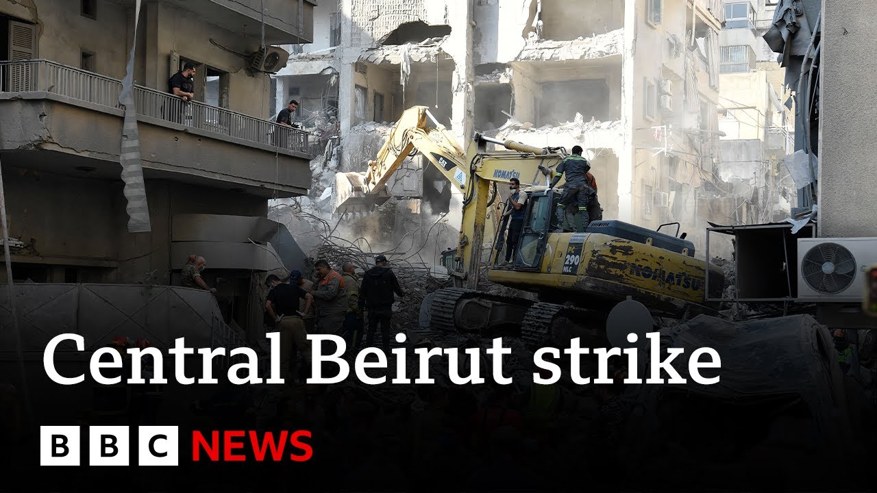 Central Beirut residential building hit by massive Israeli strikes | BBC News