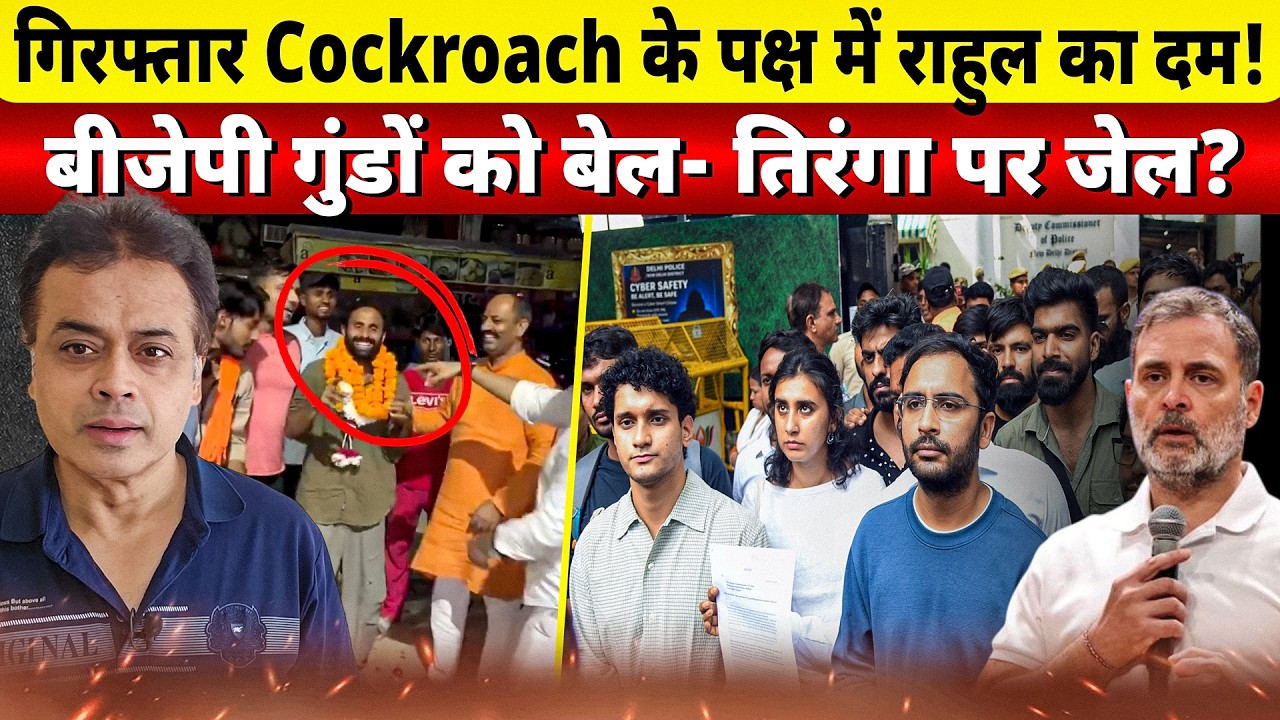 गिरफ्तार Cockroach के पक्ष में राहुल का दम! बीजेपी गुंडों को बेल- तिरंगा पर जेल?