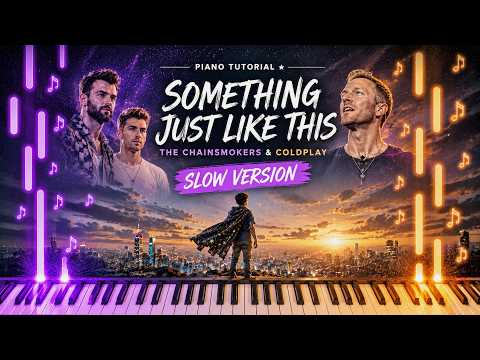 Something Just Like This Easy Piano Tutorial (SLOW) | The Chainsmoker & Coldplay