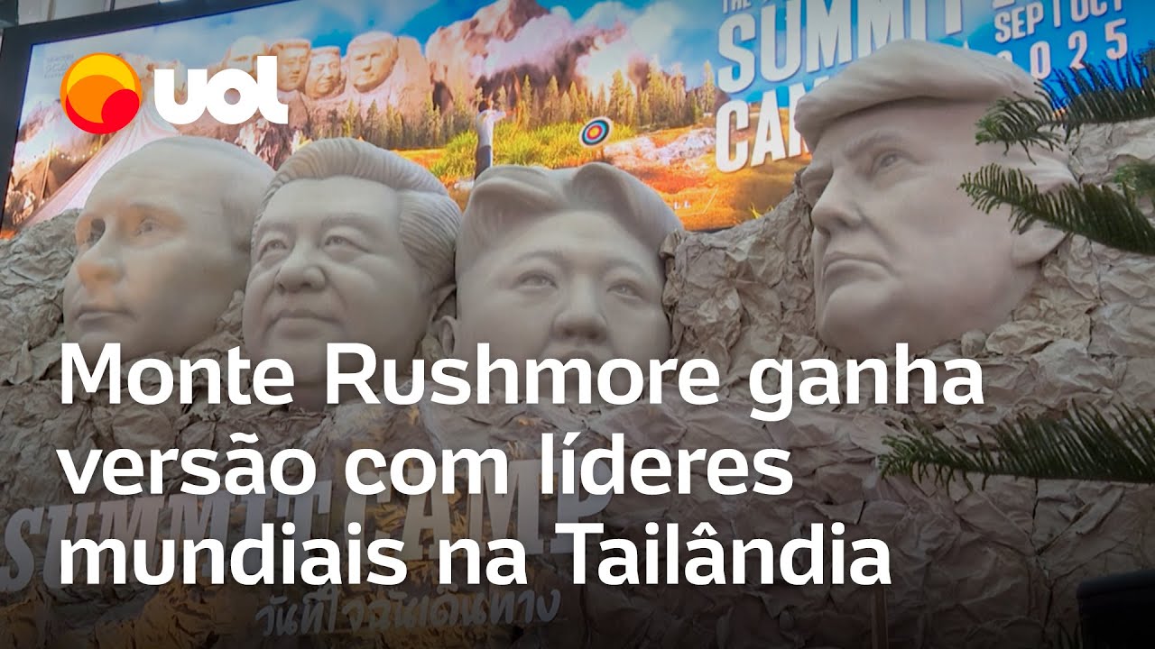 ‘Monte Rushmore’ ganha versão com rostos de Trump, Putin, Xi Jinping e Kim Jong-un na Tailândia