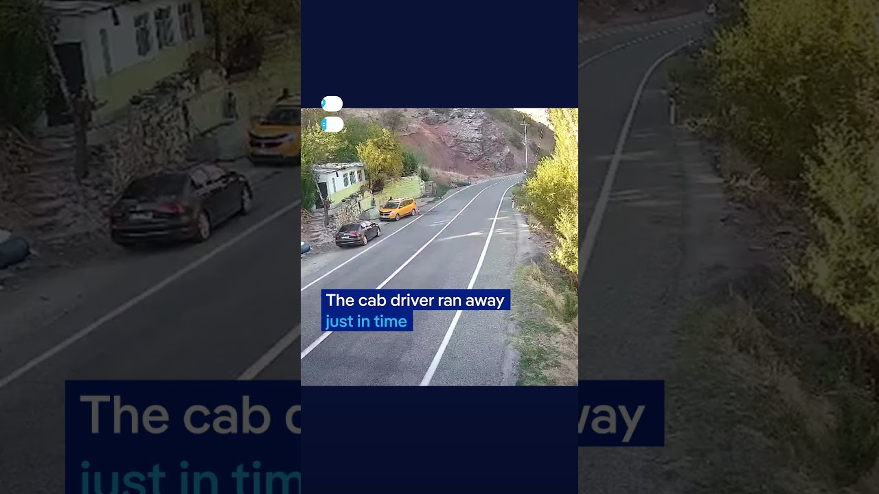 Cab driver narrowly escapes falling boulder | DW News