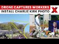 Watch | Drone Footage Shows Workers Installing Charlie Kirk Photo at State Farm Stadium | NewsX