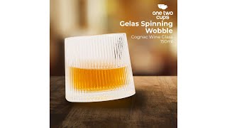 Pratinjau video produk One Two Cups Gelas Spinning Wobble Cognac Wine Glass 150ml Square - YJ101