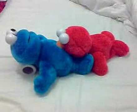 elmo and cookie monster x eyes