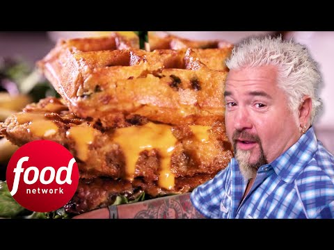 Guy Fieri Has A Veggie Mac & Cheese Waffle That It's Out Of This World | Diners, Drive-Ins & Dives