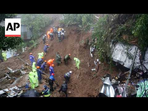 Rescue teams search for missing after monsoon-triggered landslide in Philippines