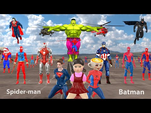 Siêu nhân nhện🔴Game Playing Spider-Man assembled toy Squid game Rescue Iron Man and Superman