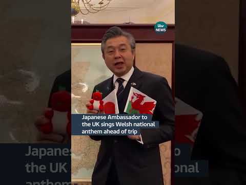 Japanese ambassador to the UK sings the Welsh national anthem ahead of trip #shorts #itvnews
