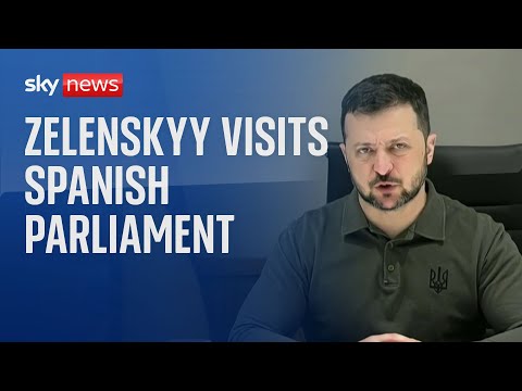 Ukrainian President Volodymyr Zelenskyy visits Spanish parliament