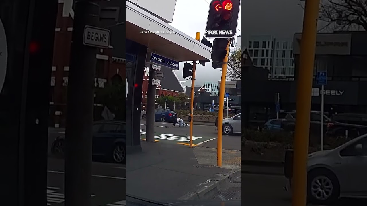 WATCH: A woman is thrown into traffic by strong winds, forcing cars to come to a stop #shorts #new
